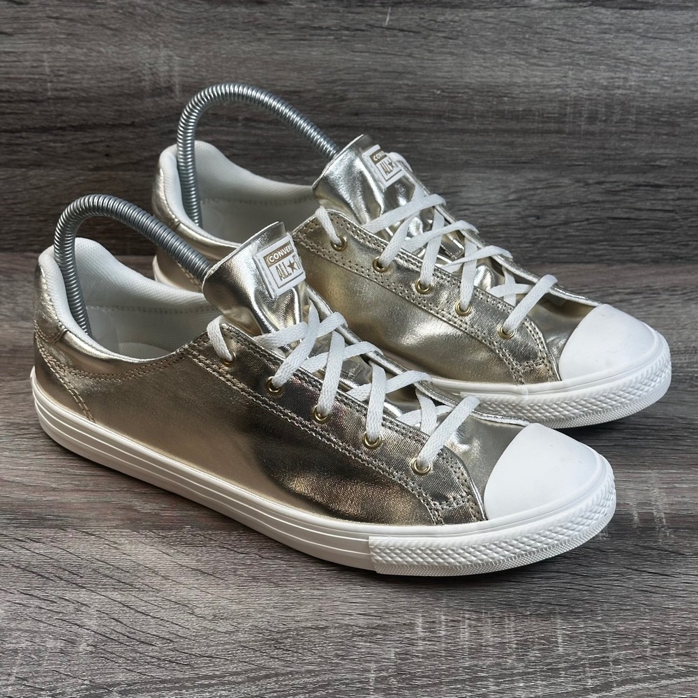 Converse Chuck Taylor All Star Dainty Lucky Ox Sneakers Womens 8.5 Gold NEW